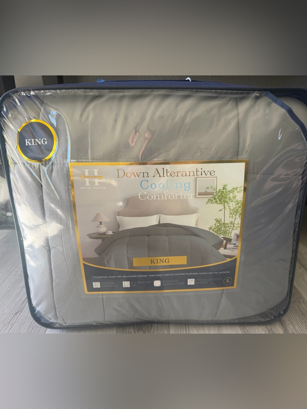 Hotel Suites Down Alternative Cooling Comforter King Gray 104” x 90”